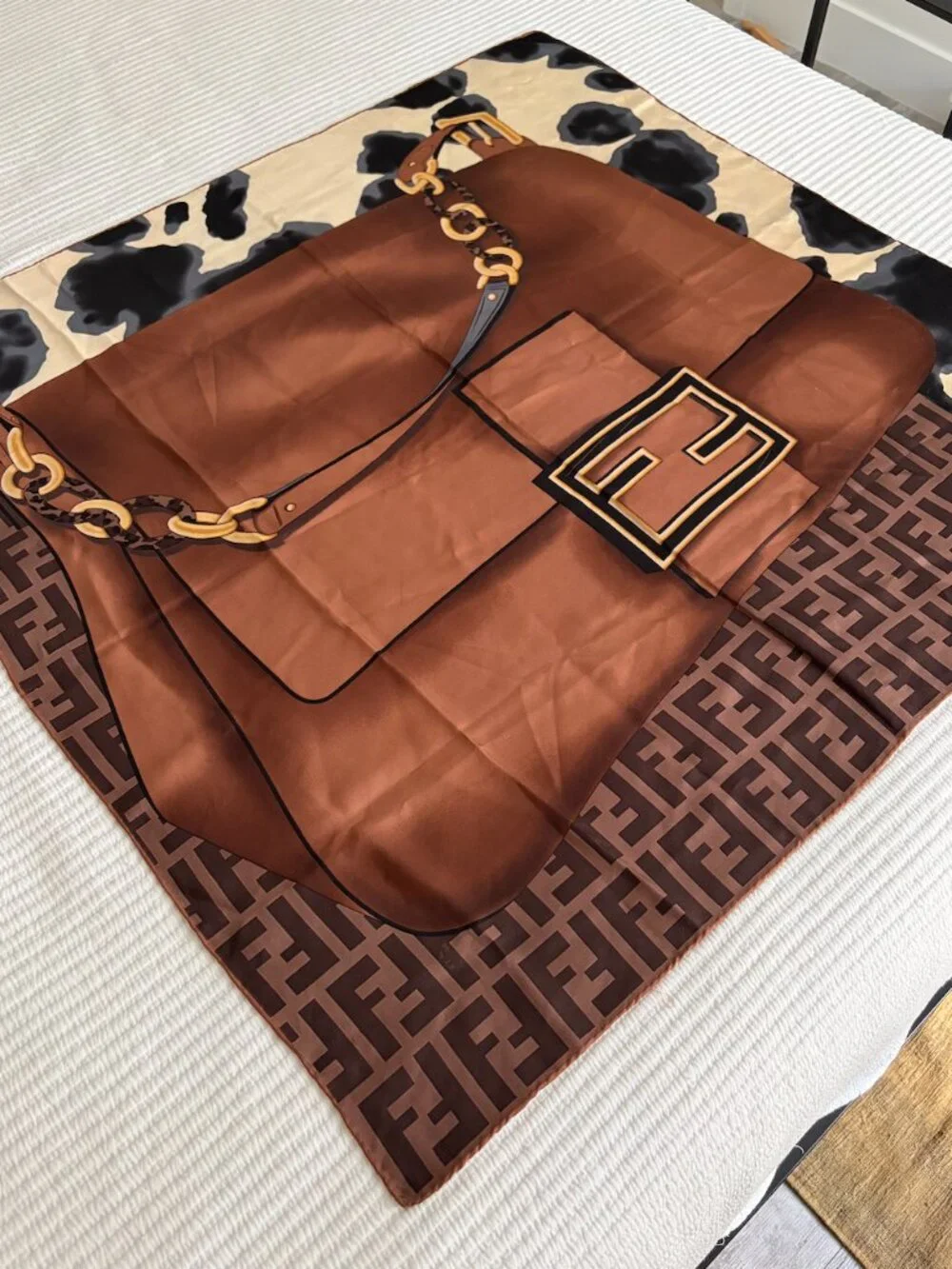 Fendi Silk Scarf – FF Logo / Baguette Print - Picture 2 of 3